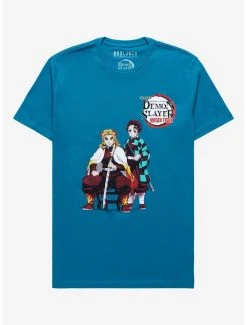 Anime Demon Slayer: Kimetsu No Yaiba - The Movie: Mugen Train Tanjiro & Kyojuro T-Shirt - BoxLunch Exclusive