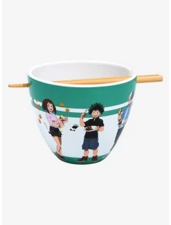 Anime My Hero Academia Cooking Characters Ramen Bowl And Chopsticks