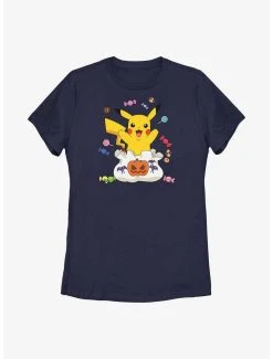 Anime Pokemon Pikachu Halloween Candy Womens T-Shirt