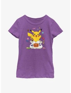 Anime Pokemon Pikachu Halloween Candy Youth Girls T-Shirt