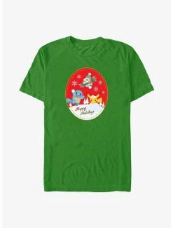 Anime Pokémon Holiday Badge Squirtle, Rowlet And Pikachu T-Shirt